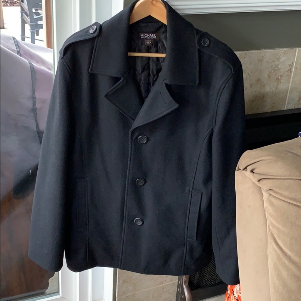 Michael Kors Mens Black Wool Blend Medium Jacket